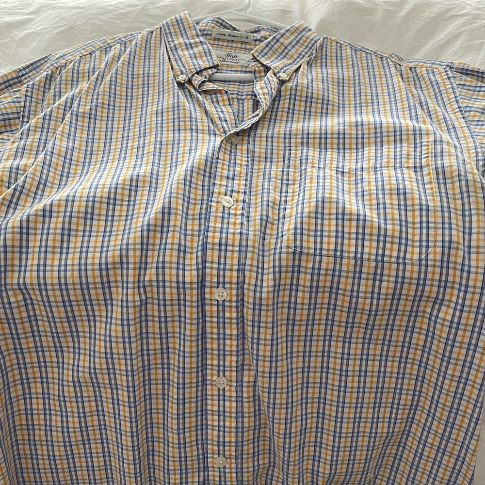 Nice Gold and Blue Plaid Button Down